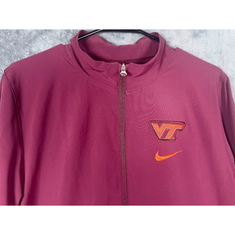 Nike Virginia Tech Hokies Mens Full Zip Windbreaker Jacket Maroon Red Size Small